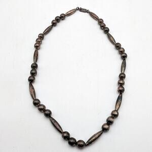 Vintage Sterling Silver Navajo Pearl Necklace Stamped TM-97 116g 13.5"